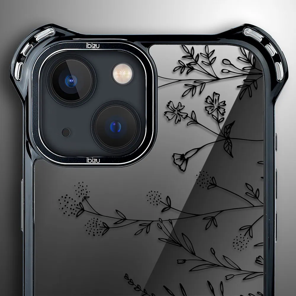 Etui do iPhone 13, Ibizu DropGuard Ultra z MagSafe, Midnight, Dotyk kwiatów