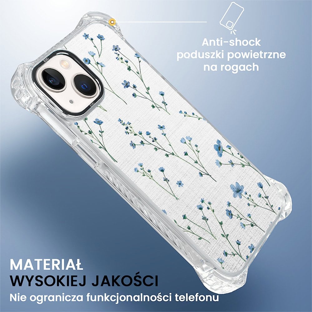 Etui do iPhone 13, Ibizu DropGuard Ultra z MagSafe, Pastel Bloom, Niebieski sen
