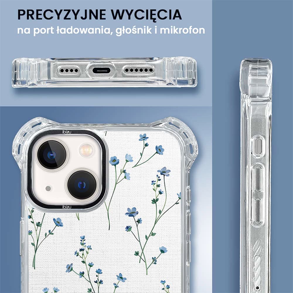 Etui do iPhone 13, Ibizu DropGuard Ultra z MagSafe, Pastel Bloom, Niebieski sen