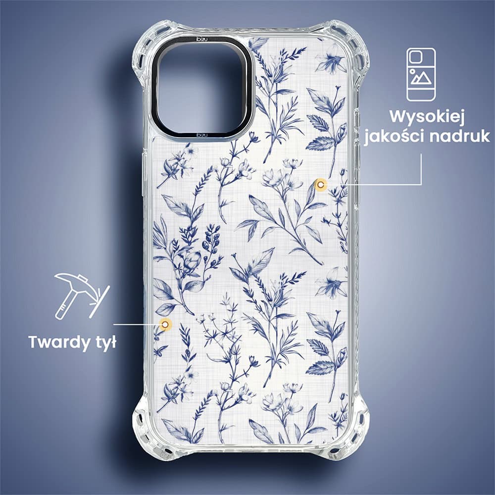 Etui do iPhone 13, Ibizu DropGuard Ultra z MagSafe, Pastel Bloom, Lazurowe szepty