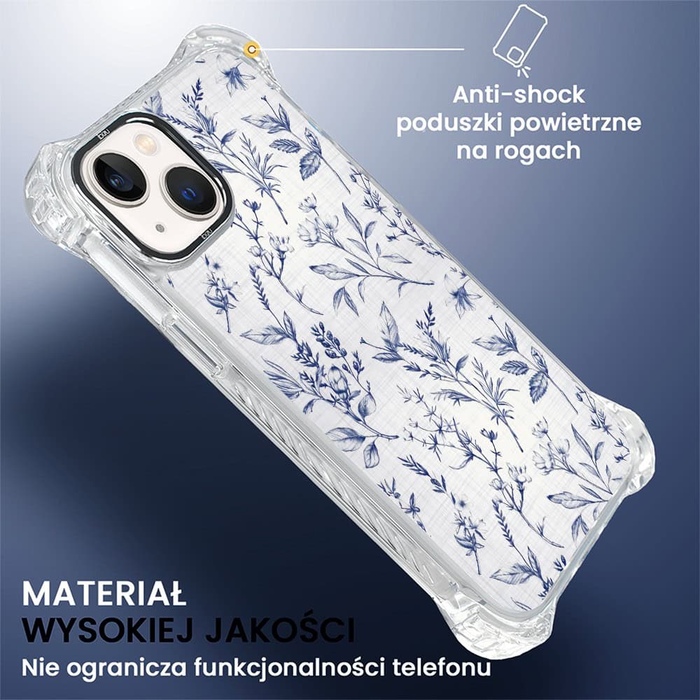Etui do iPhone 13, Ibizu DropGuard Ultra z MagSafe, Pastel Bloom, Lazurowe szepty