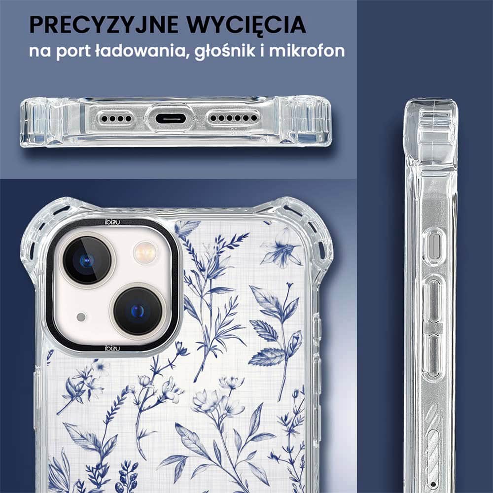 Etui do iPhone 13, Ibizu DropGuard Ultra z MagSafe, Pastel Bloom, Lazurowe szepty