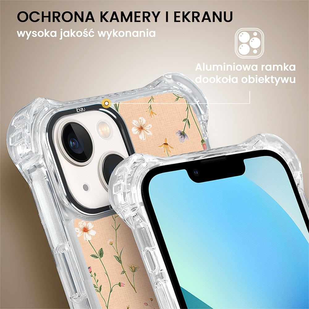 Etui do iPhone 13, Ibizu DropGuard Ultra z MagSafe, Pastel Bloom, Koralowa łąka