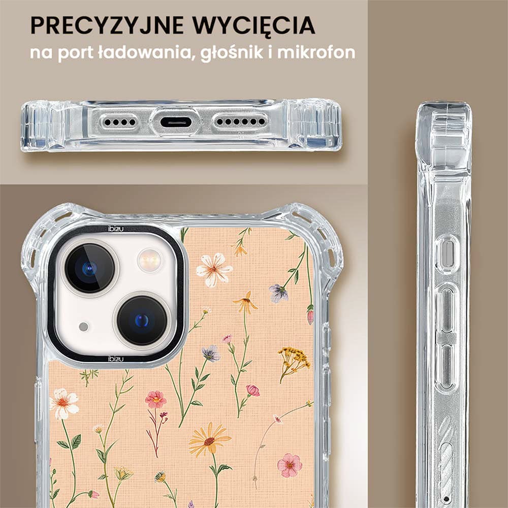 Etui do iPhone 13, Ibizu DropGuard Ultra z MagSafe, Pastel Bloom, Koralowa łąka