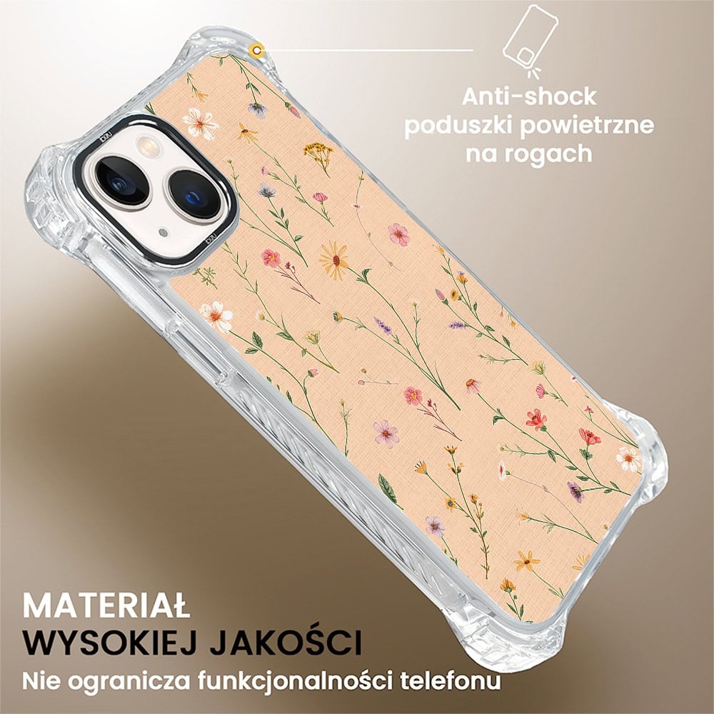 Etui do iPhone 13, Ibizu DropGuard Ultra z MagSafe, Pastel Bloom, Koralowa łąka