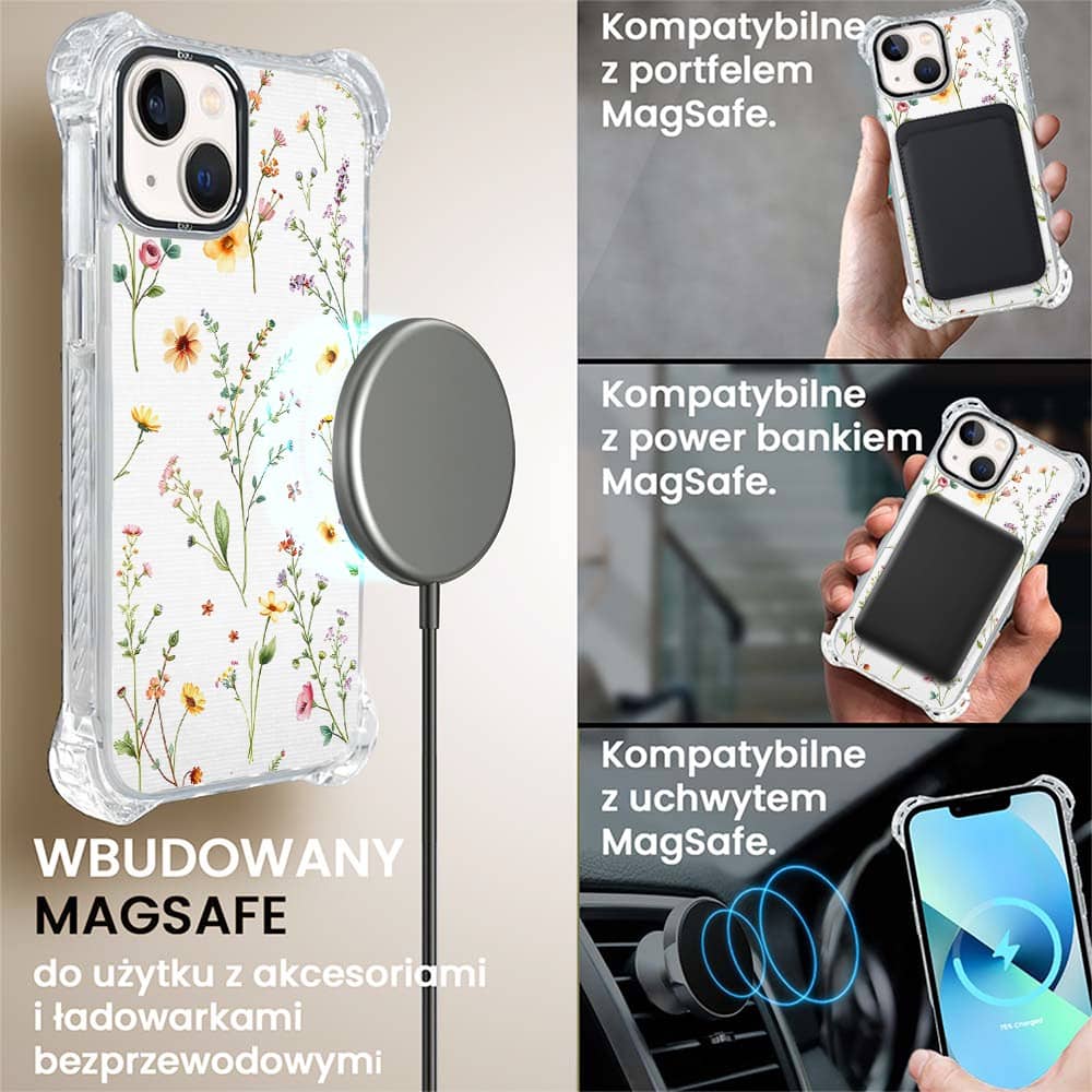 Etui do iPhone 13, Ibizu DropGuard Ultra z MagSafe, Pastel Bloom, Letni bukiet