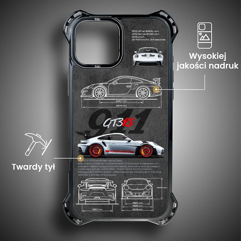 Etui do iPhone 13, Ibizu DropGuard Ultra z MagSafe, TechDrive, 911 GT3 RS