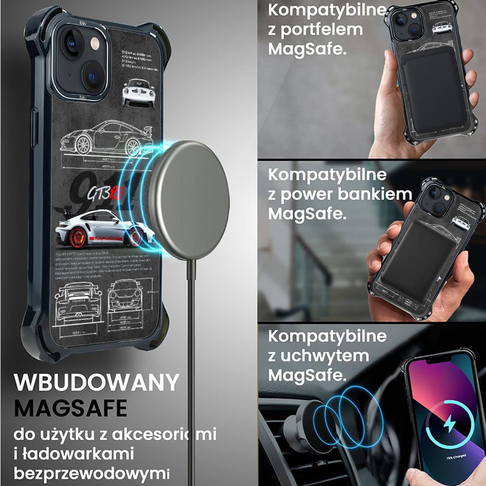 Etui do iPhone 13, Ibizu DropGuard Ultra z MagSafe, TechDrive, 911 GT3 RS