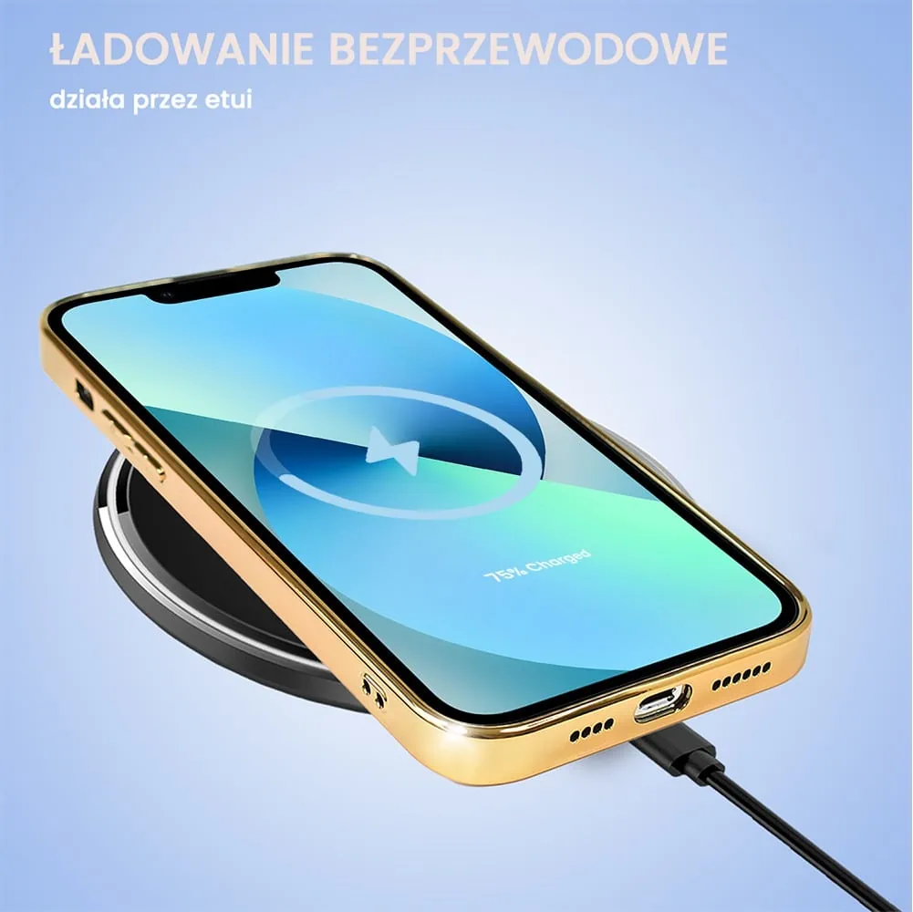 Etui do iPhone 13 Jolly Magsafe Protect, z osłoną obiektywów, pastelowy róż ze złotą ramką