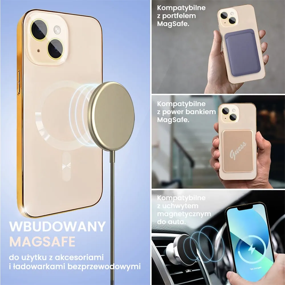 Etui do iPhone 13 Jolly Magsafe Protect, z osłoną obiektywów, pastelowy róż ze złotą ramką