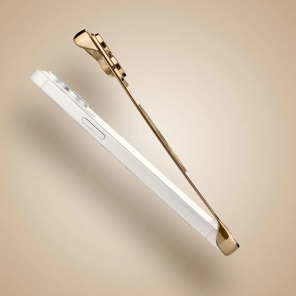 Etui do iPhone 13 MagSafe Luxury Protect Lite przeźroczyste, hybrydowa ochrona kamery, złote