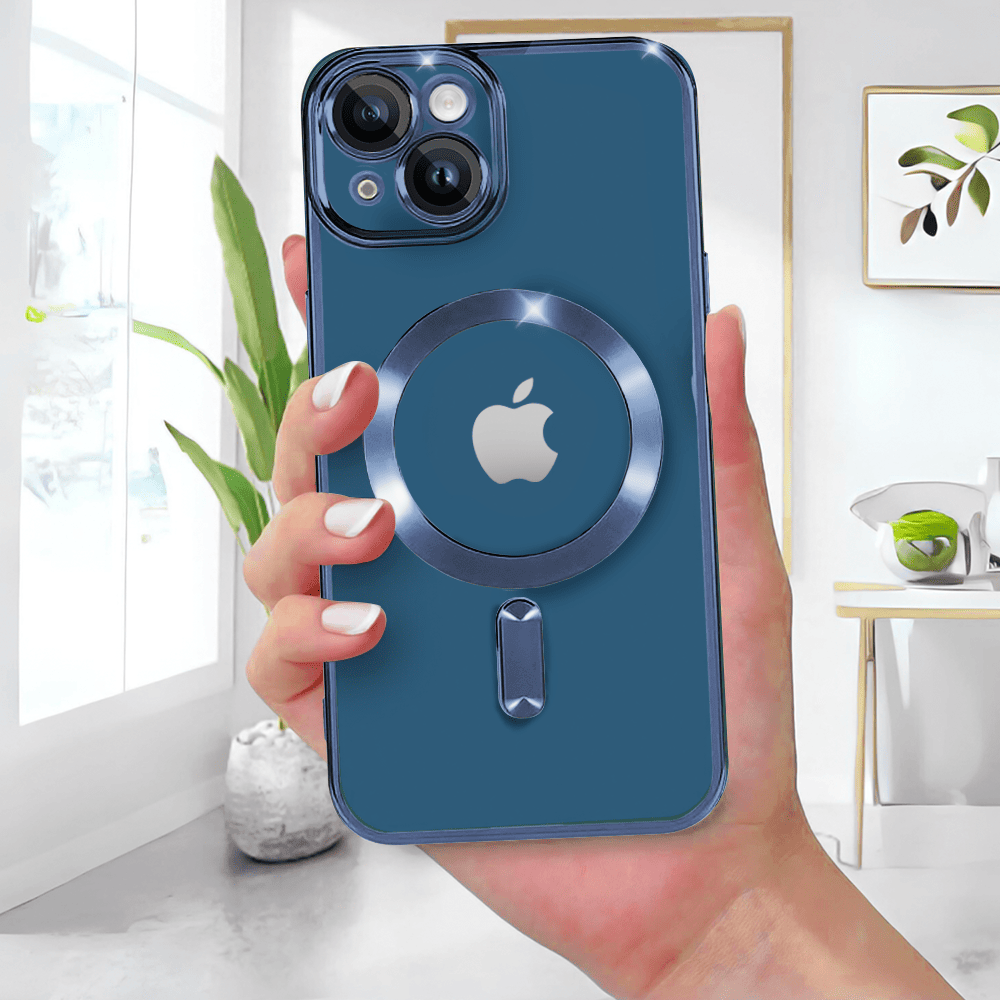 Etui do iPhone 13 Mini MagSafe Luxury Protect przeźroczyste, hybrydowa ochrona kamery, niebieskie