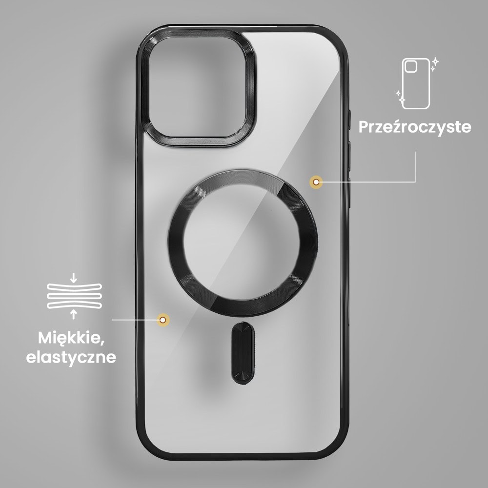 Etui do iPhone 13 MagSafe Luxury, przeźroczyste, czarne