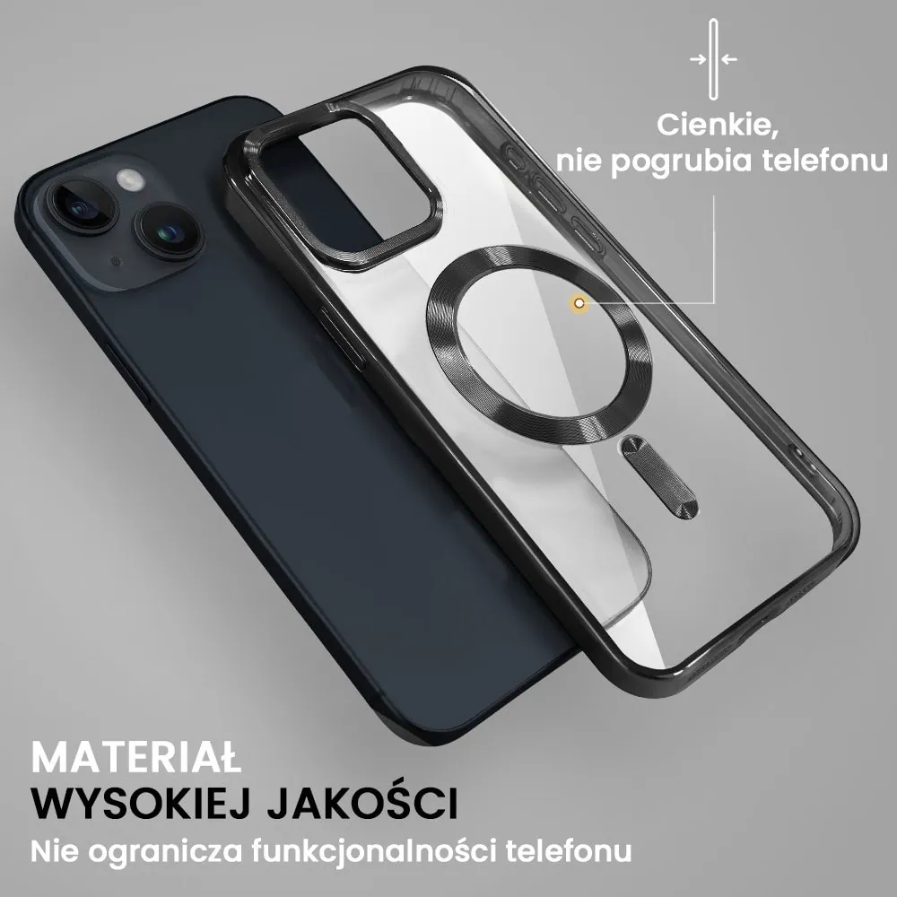 Etui do iPhone 13 MagSafe Luxury, przeźroczyste, czarne