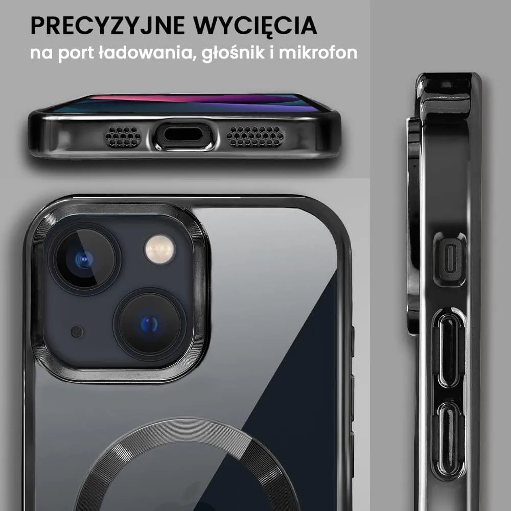 Etui do iPhone 13 MagSafe Luxury, przeźroczyste, czarne