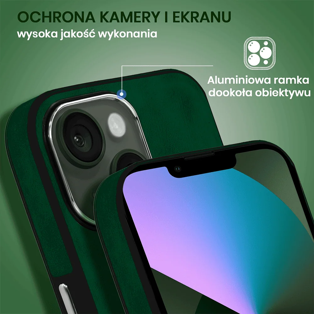 Etui do iPhone 13 Magsafe Business Leather, eleganckie, przyjemne w dotyku, zielone