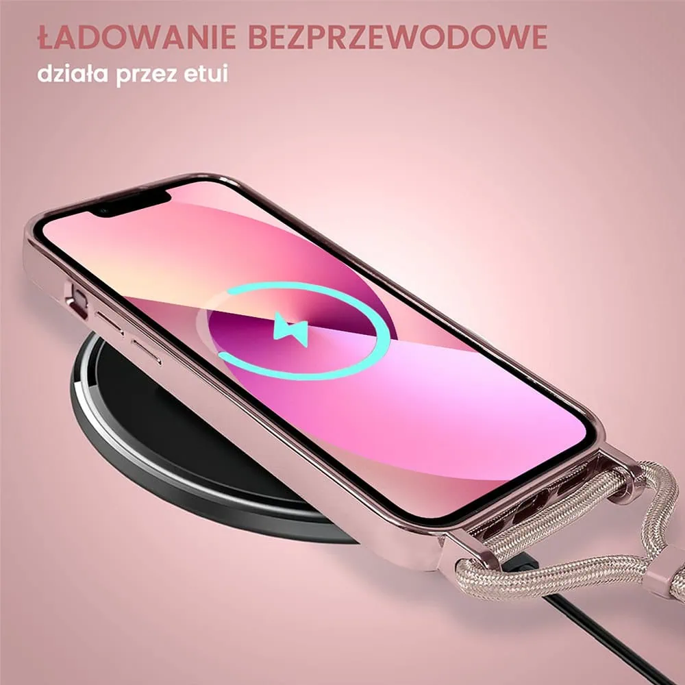 Etui do iPhone 13 MagSafe Slim Crossbody, jak torebka, różowe