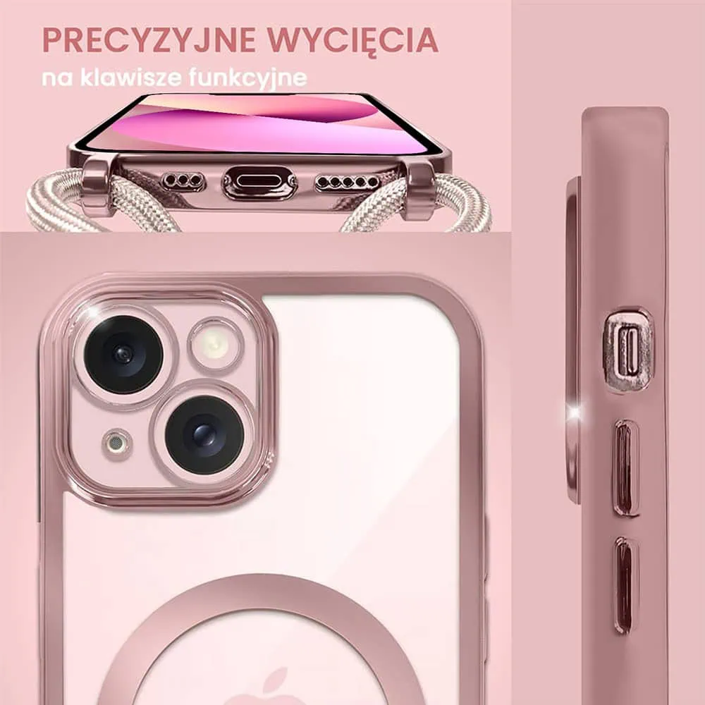 Etui do iPhone 13 MagSafe Slim Crossbody, jak torebka, różowe