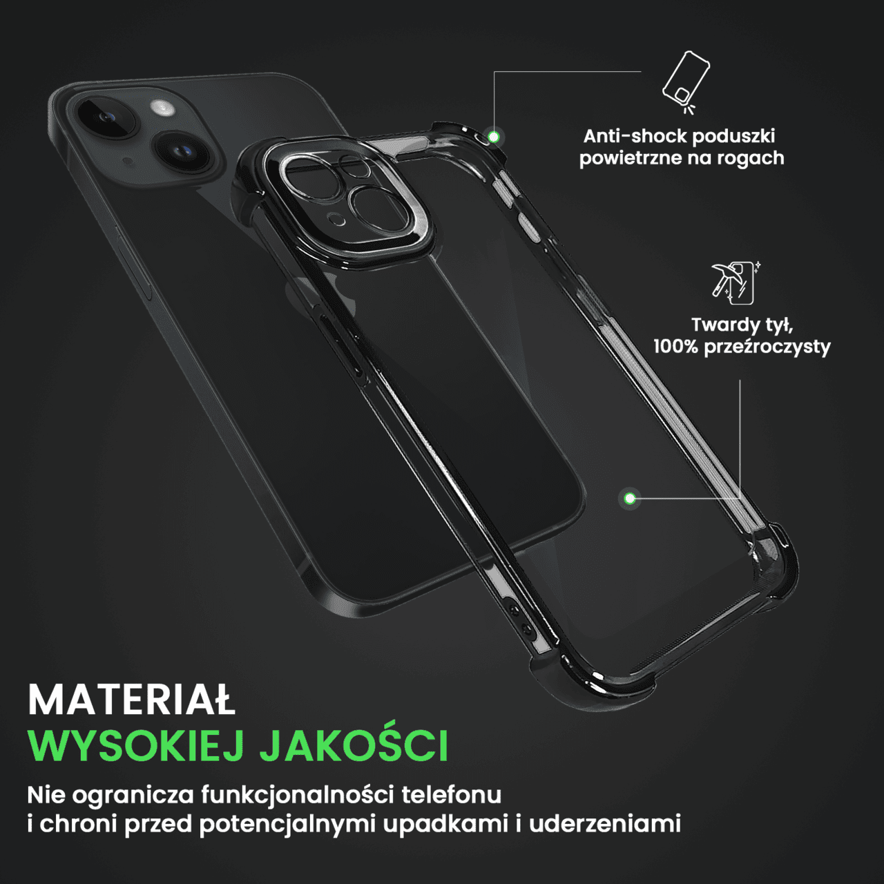 Etui do iPhone 13 Mini Hybrid Elegance Anti-Shock z osłoną na aparat i poduszkami, czarne