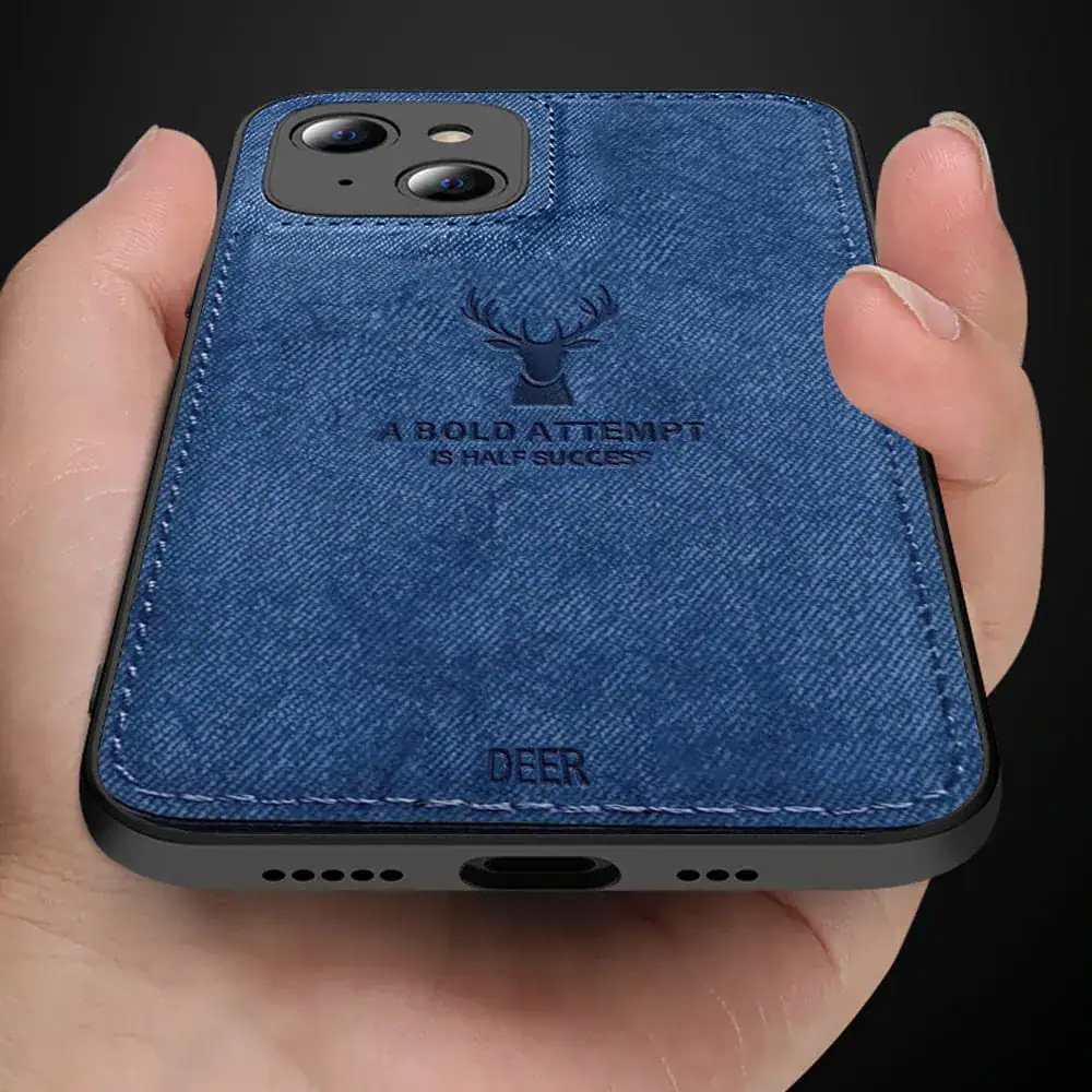 Etui do iPhone 13 Mini ochronne materiałowe Deer, błękit paryski