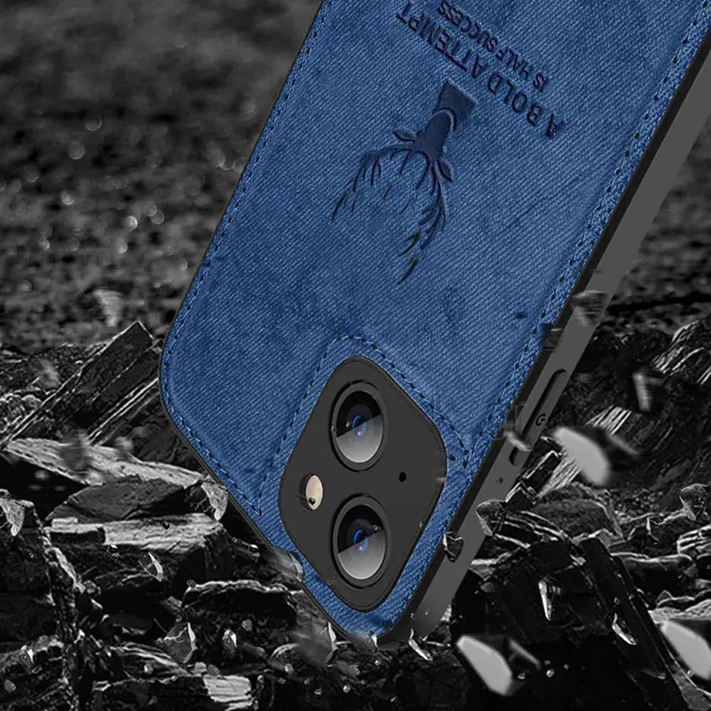 Etui do iPhone 13 Mini ochronne materiałowe Deer, błękit paryski