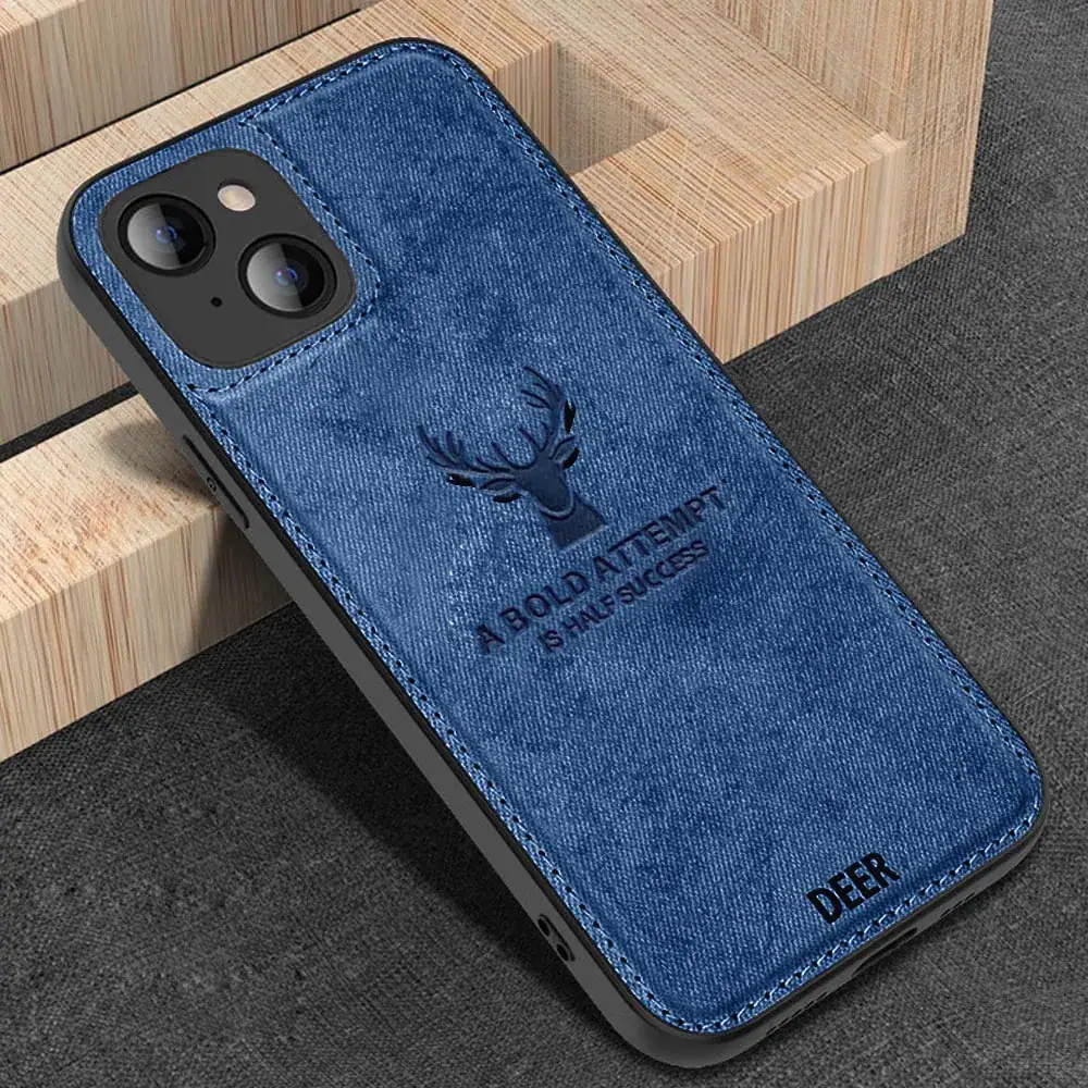 Etui do iPhone 13 Mini ochronne materiałowe Deer, błękit paryski