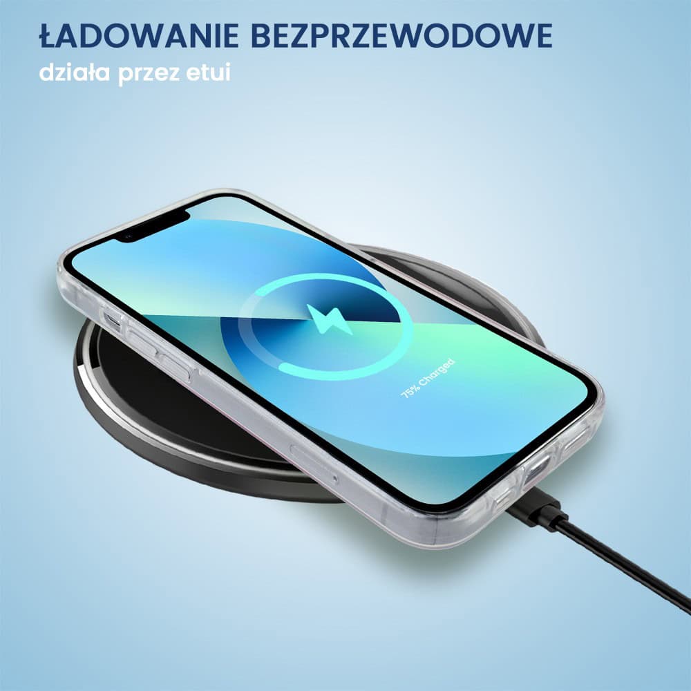 Etui do iPhone 13 Mini, przeźroczyste, niebieskie dmuchawce ze złotym zdobieniem