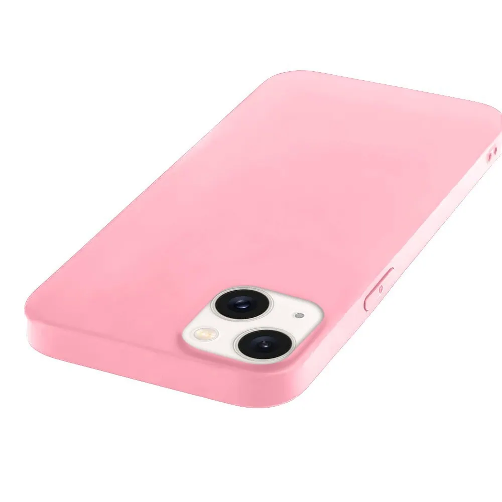 Etui do iPhone 13 Mini silikonowe z mikrofibrą soft touch, jasny róż
