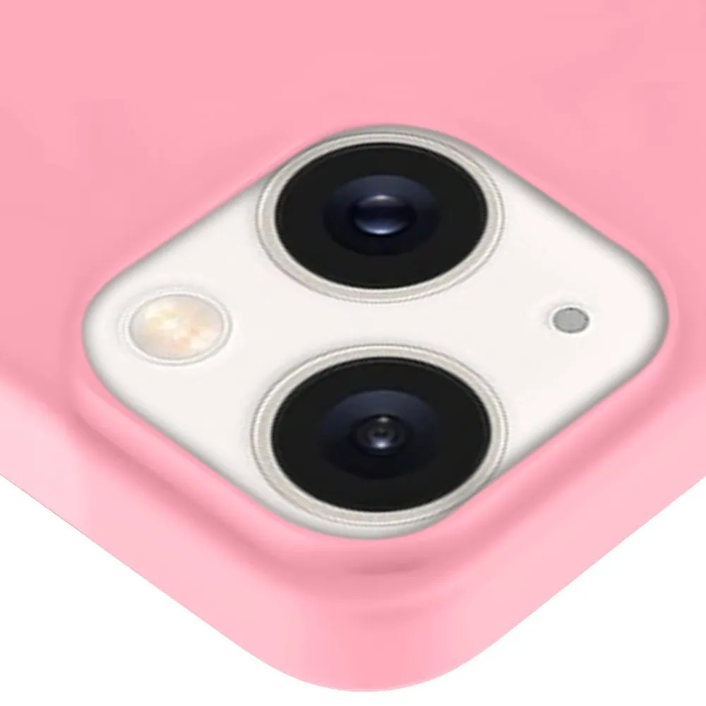 Etui do iPhone 13 Mini silikonowe z mikrofibrą soft touch, jasny róż