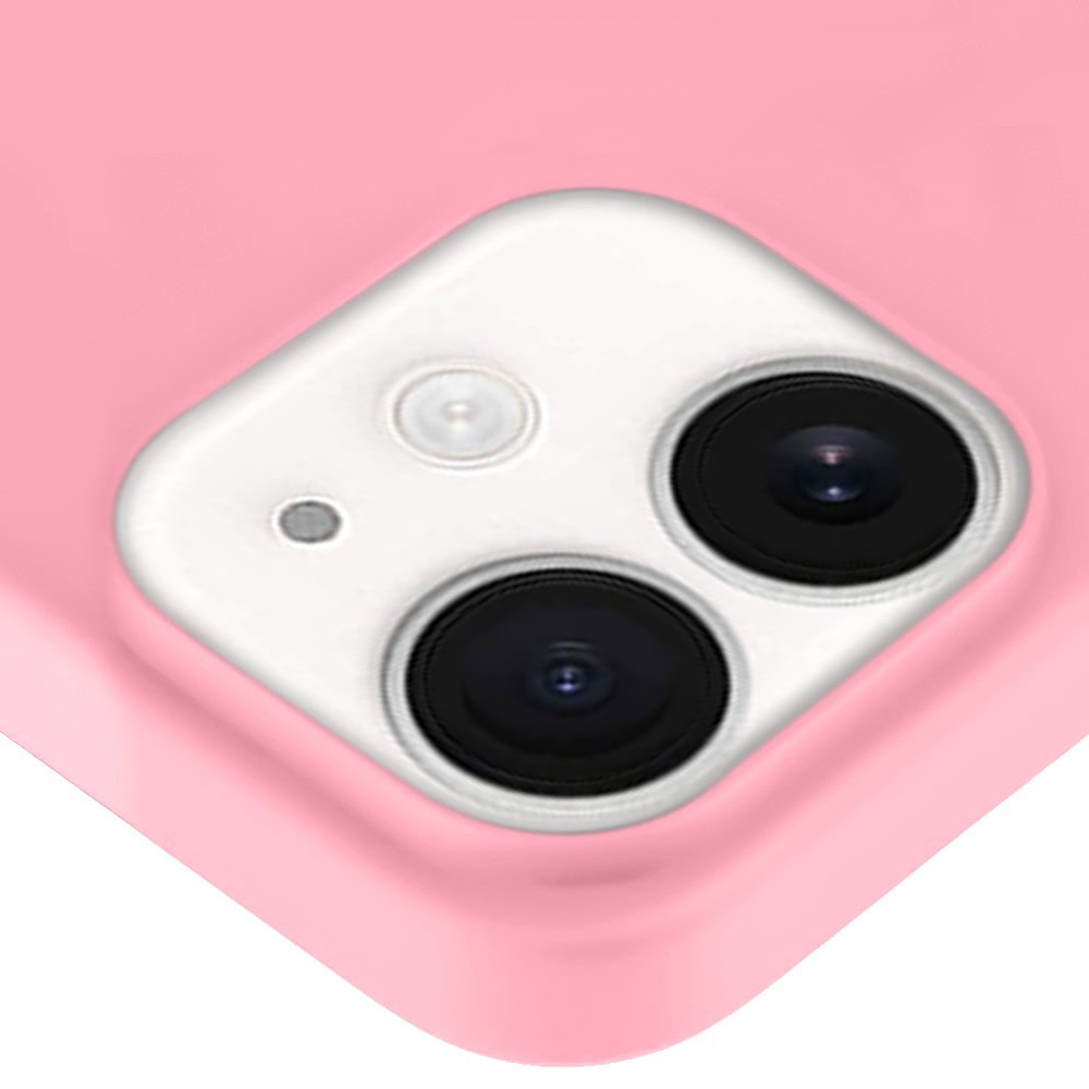 Etui do iPhone 12 Mini silikonowe z mikrofibrą soft touch, jasny róż