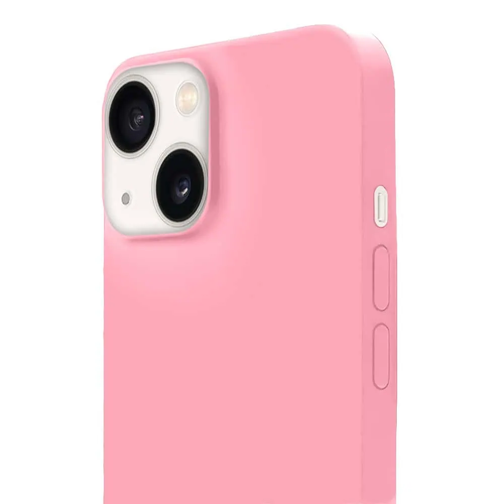 Etui do iPhone 13 Mini silikonowe z mikrofibrą soft touch, jasny róż