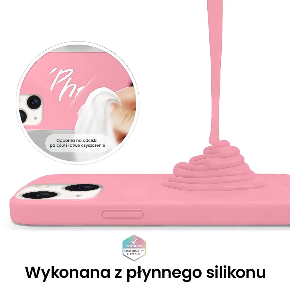 Etui do iPhone 13 Mini silikonowe z mikrofibrą soft touch, jasny róż