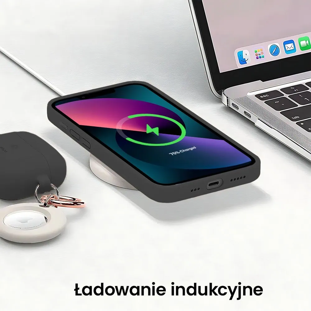 Etui do iPhone 13 Mini silikonowe z mikrofibrą soft touch z osłoną na aparat, czarne