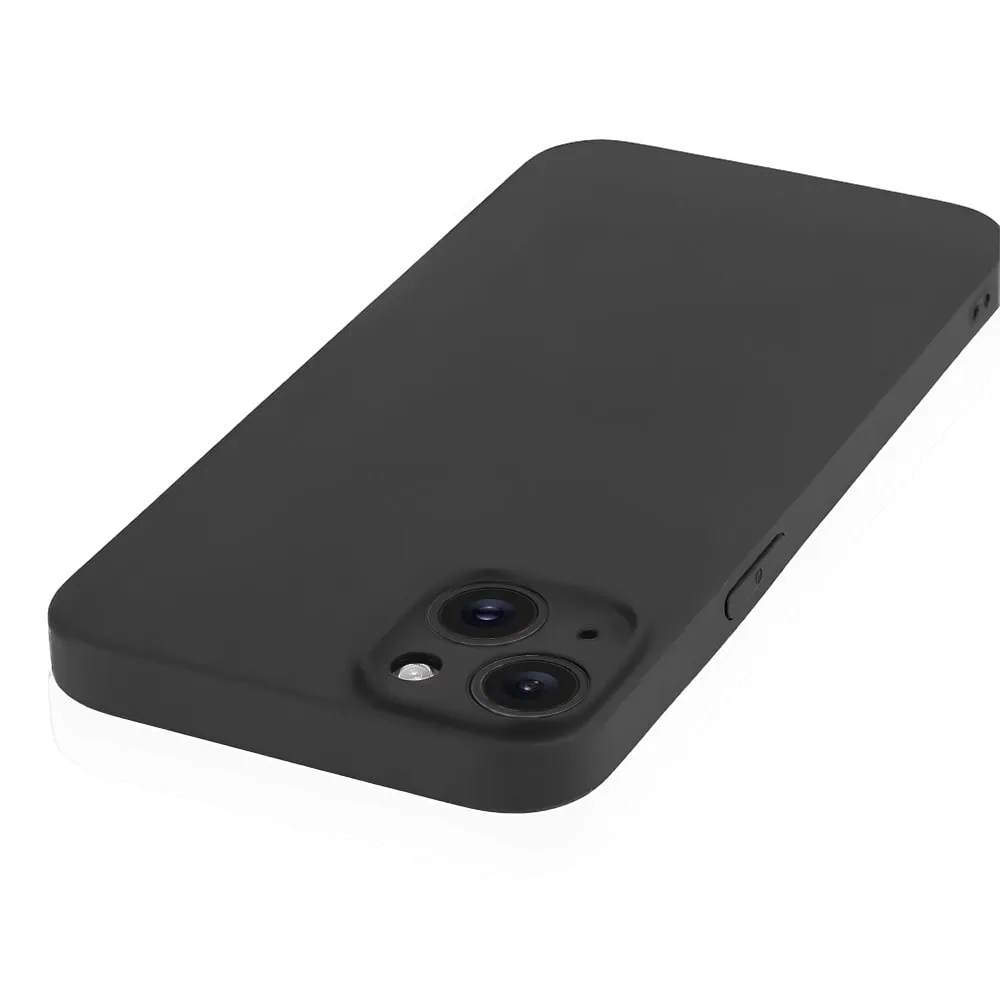 Etui do iPhone 13 Mini silikonowe z mikrofibrą soft touch z osłoną na aparat, czarne