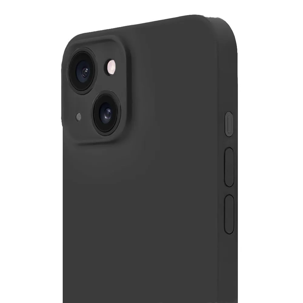 Etui do iPhone 13 Mini silikonowe z mikrofibrą soft touch z osłoną na aparat, czarne