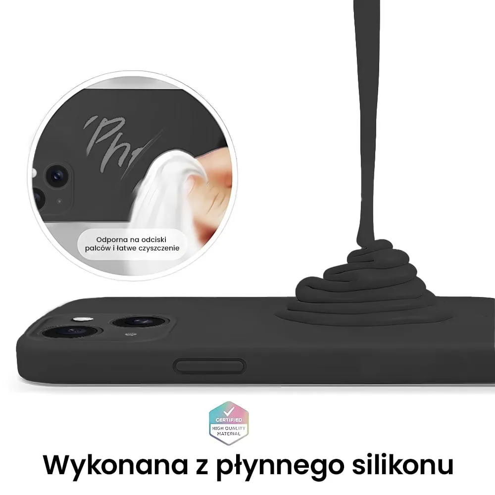 Etui do iPhone 13 Mini silikonowe z mikrofibrą soft touch z osłoną na aparat, czarne
