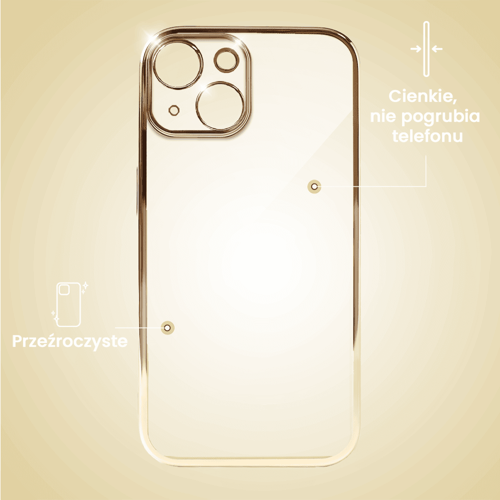 Etui do iPhone 13 Mini slim golden z osłoną kamery, złote
