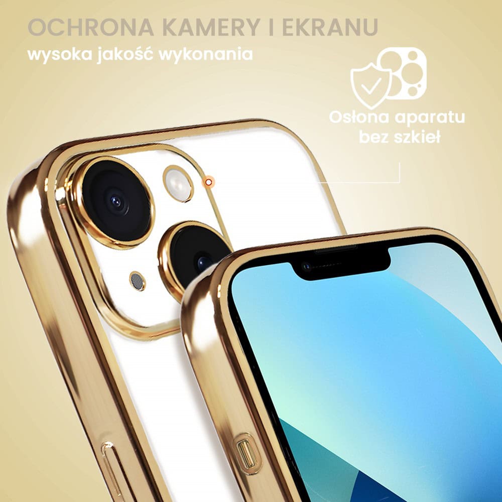Etui do iPhone 13 Mini slim golden z osłoną kamery, złote