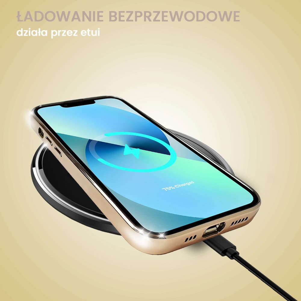 Etui do iPhone 13 Mini slim golden z osłoną kamery, złote