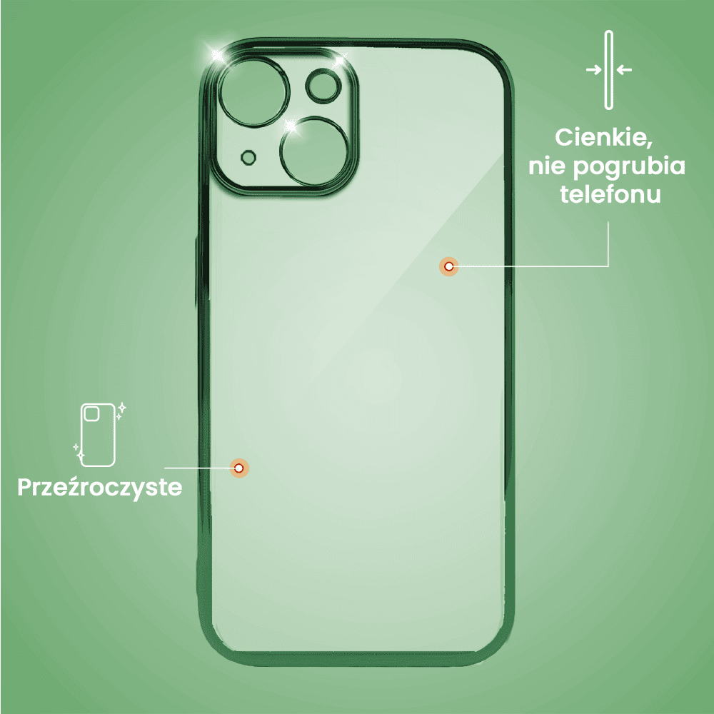 Etui do iPhone 13 Mini slim green z osłoną kamery, ciemno zielone