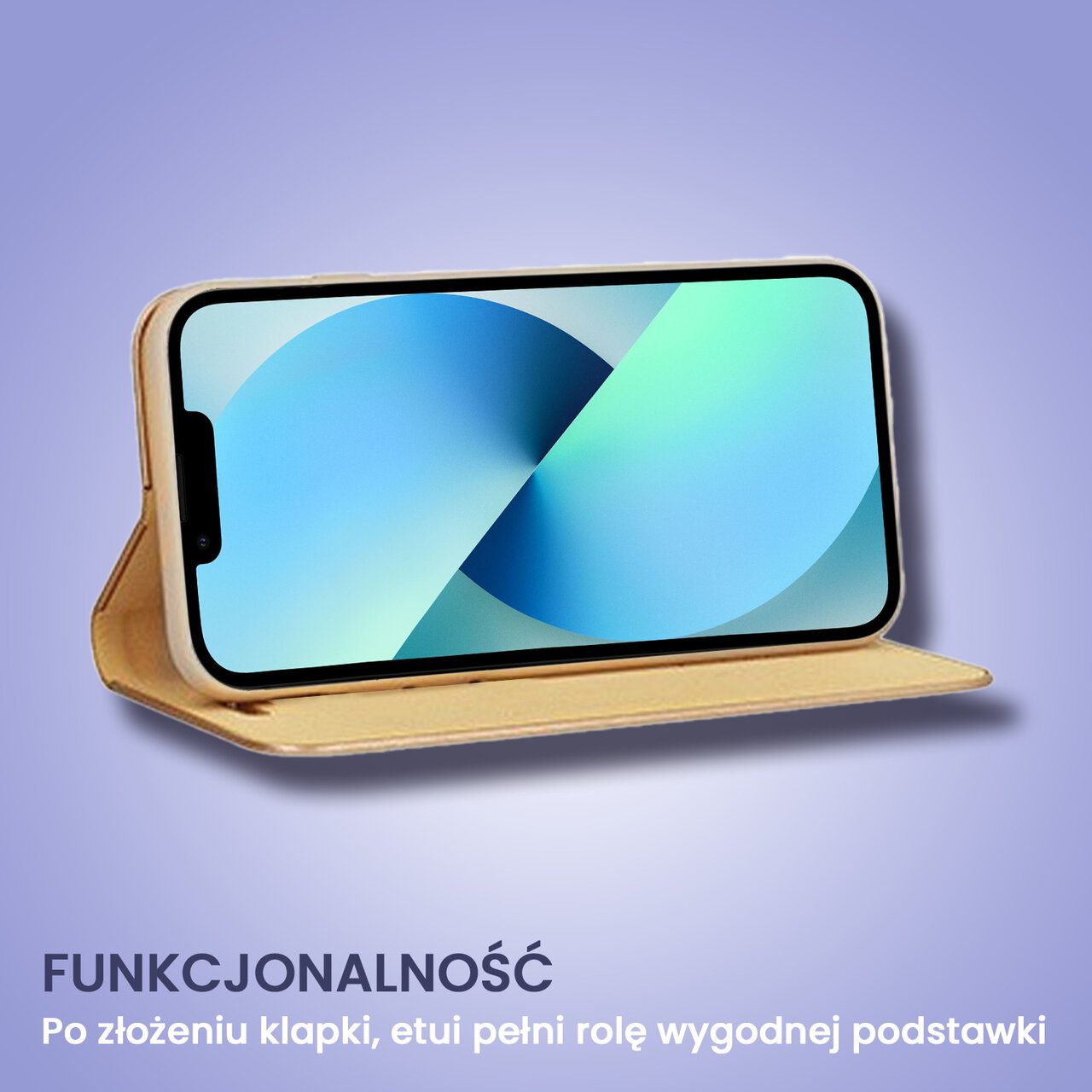 Etui do iPhone 13 Mirror View zamykane typu książka, eleganckie lustrzane, złote