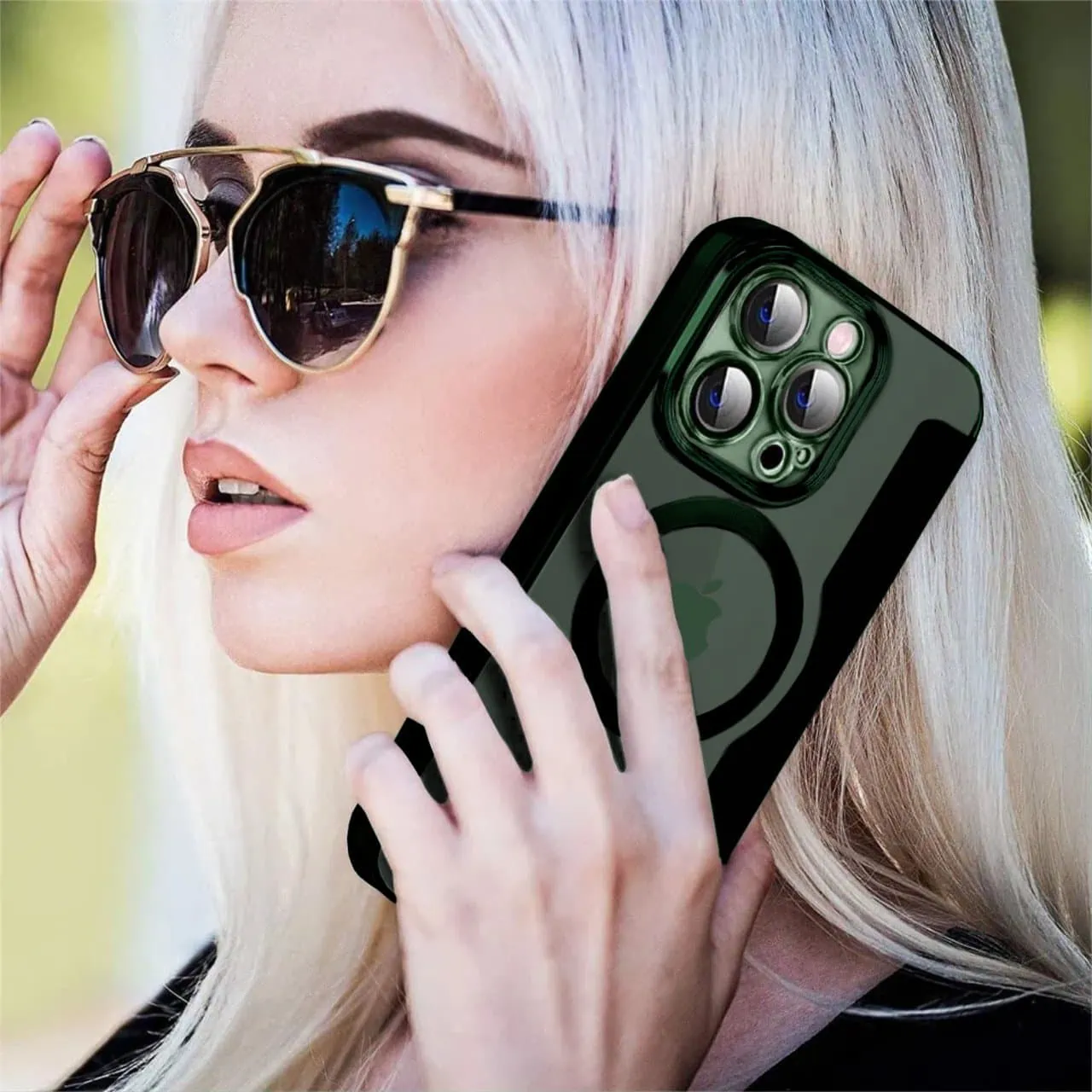 Etui do iPhone 13 Pro typu książka Book Magsafe Lens Protect, z klapką, zielone