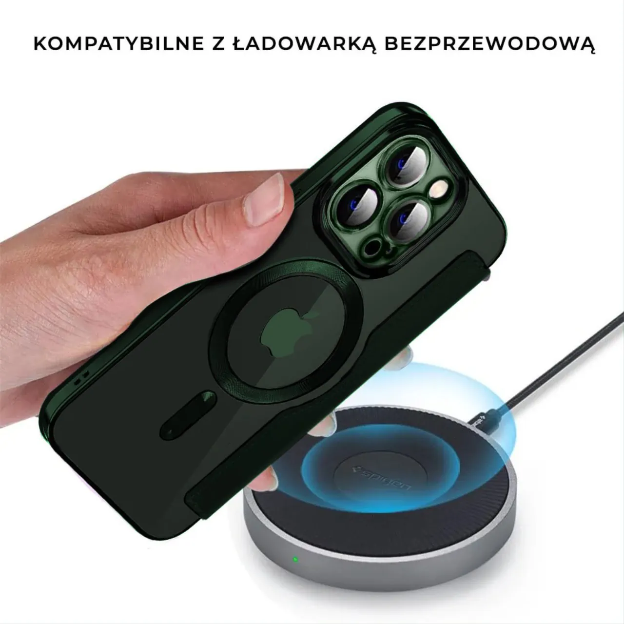 Etui do iPhone 13 Pro typu książka Book Magsafe Lens Protect, z klapką, zielone