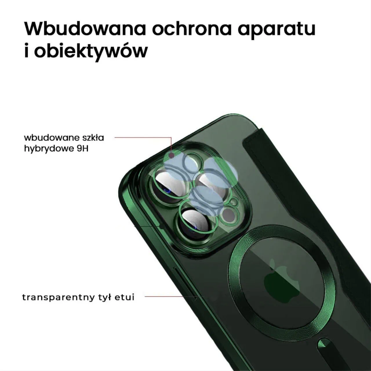 Etui do iPhone 13 Pro typu książka Book Magsafe Lens Protect, z klapką, zielone