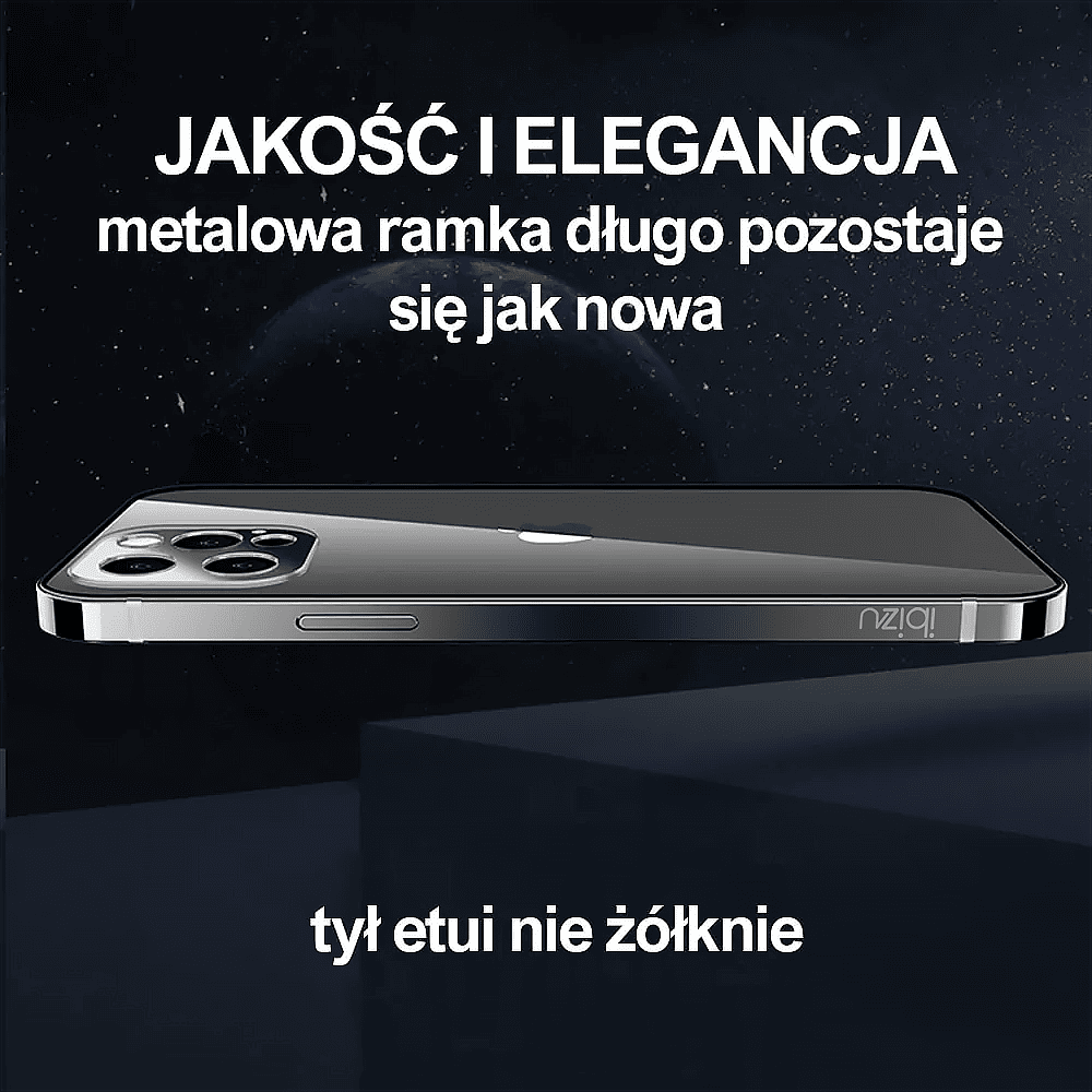 Etui do iPhone 13 Pro Max Ibizu Elite Skin, krystalicznie czyste z metalową ramką, czarne (OUTLET)