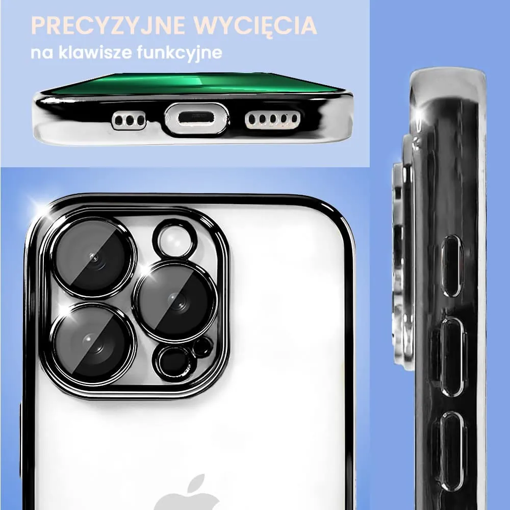 Etui do iPhone 13 Pro Max Slim Protect Full Cover z osłoną kamery i obiektywów 9H, czarne grafitowe