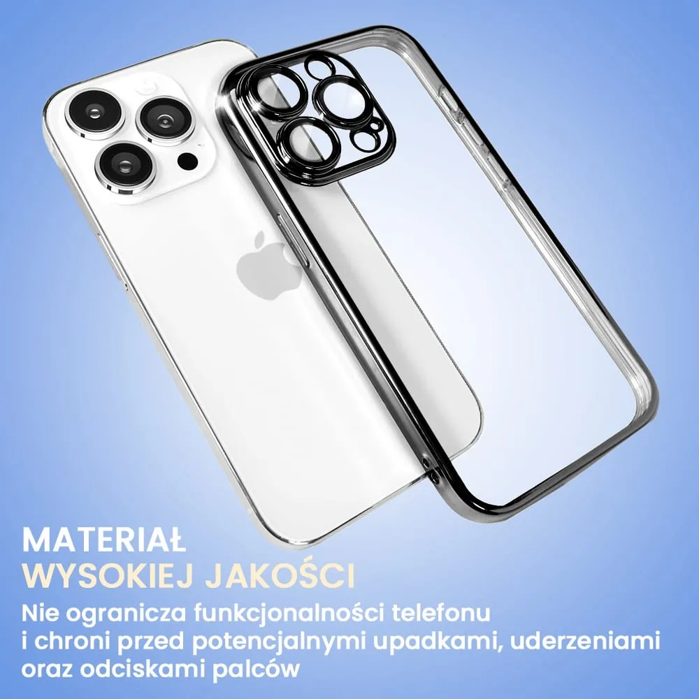 Etui do iPhone 13 Pro Max Slim Protect Full Cover z osłoną kamery i obiektywów 9H, czarne grafitowe