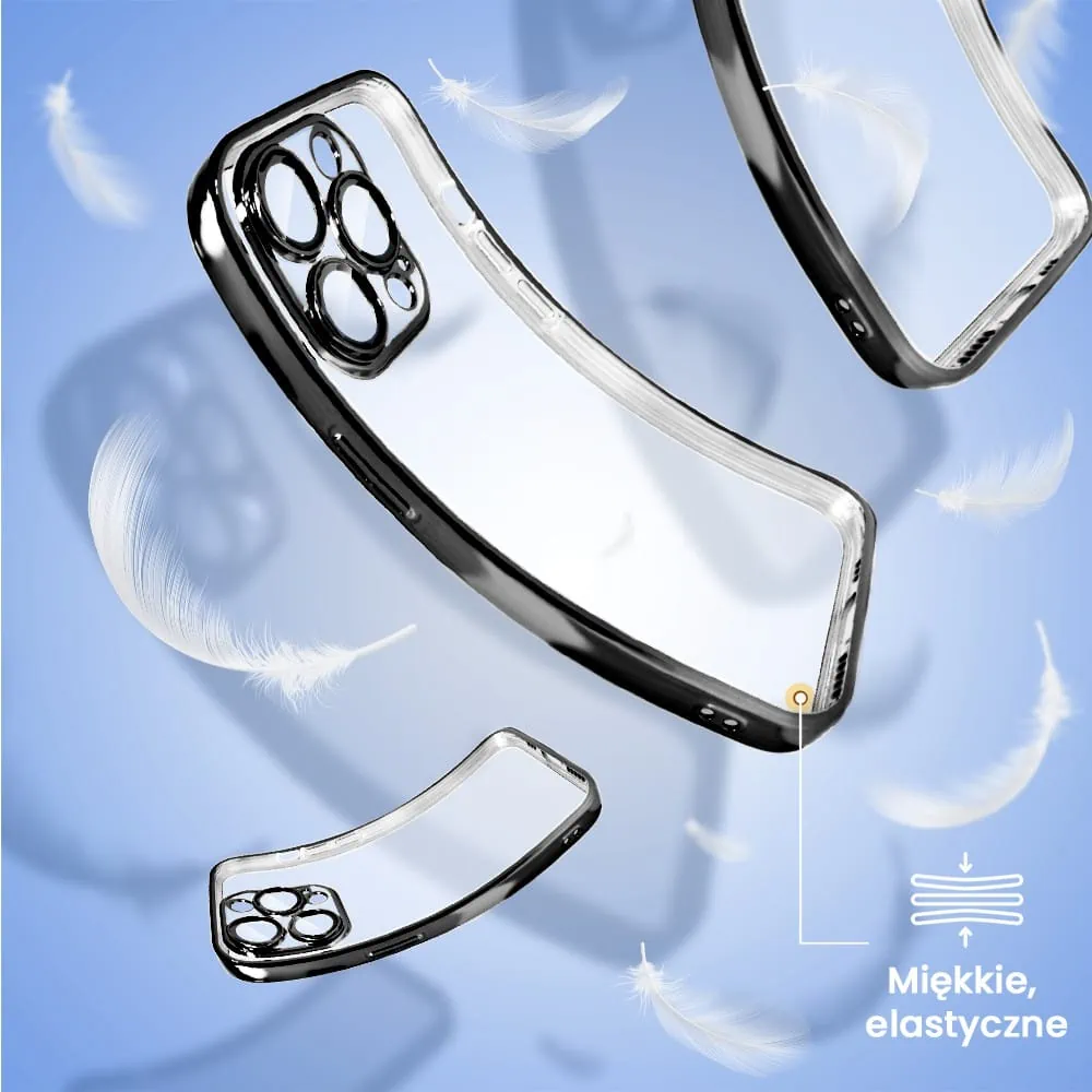 Etui do iPhone 13 Pro Max Slim Protect Full Cover z osłoną kamery i obiektywów 9H, czarne grafitowe