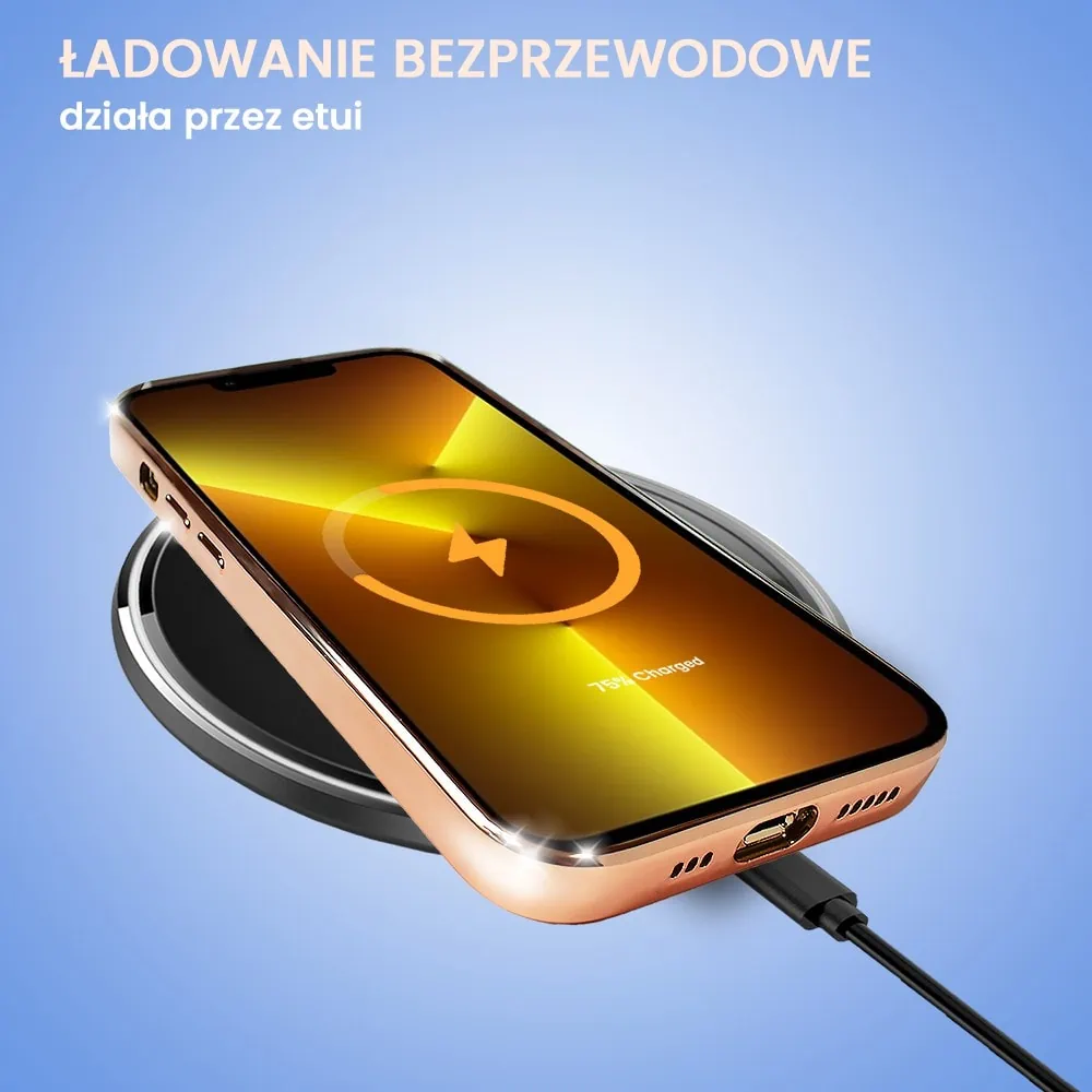 Etui do iPhone 13 Pro Max Slim Protect Full Cover z osłoną kamery i obiektywów 9H, czerwone złoto (OUTLET)