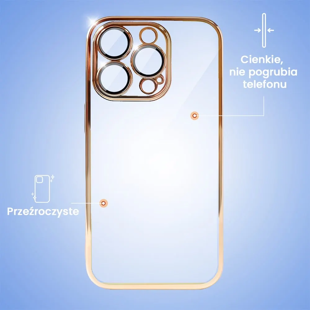 Etui do iPhone 13 Pro Max Slim Protect Full Cover z osłoną kamery i obiektywów 9H, czerwone złoto (OUTLET)